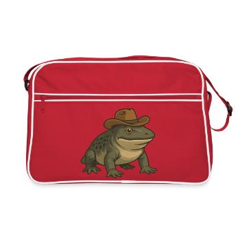 Prehistoric Amphibian Cartoon Texas Evolution - Retro Bag - red/white - Front