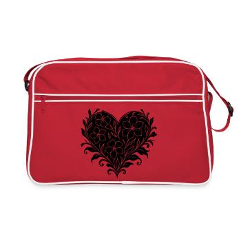 Cœur floral frappant, motif floral avec cœur - Sac Retro - rouge/blanc - Devant