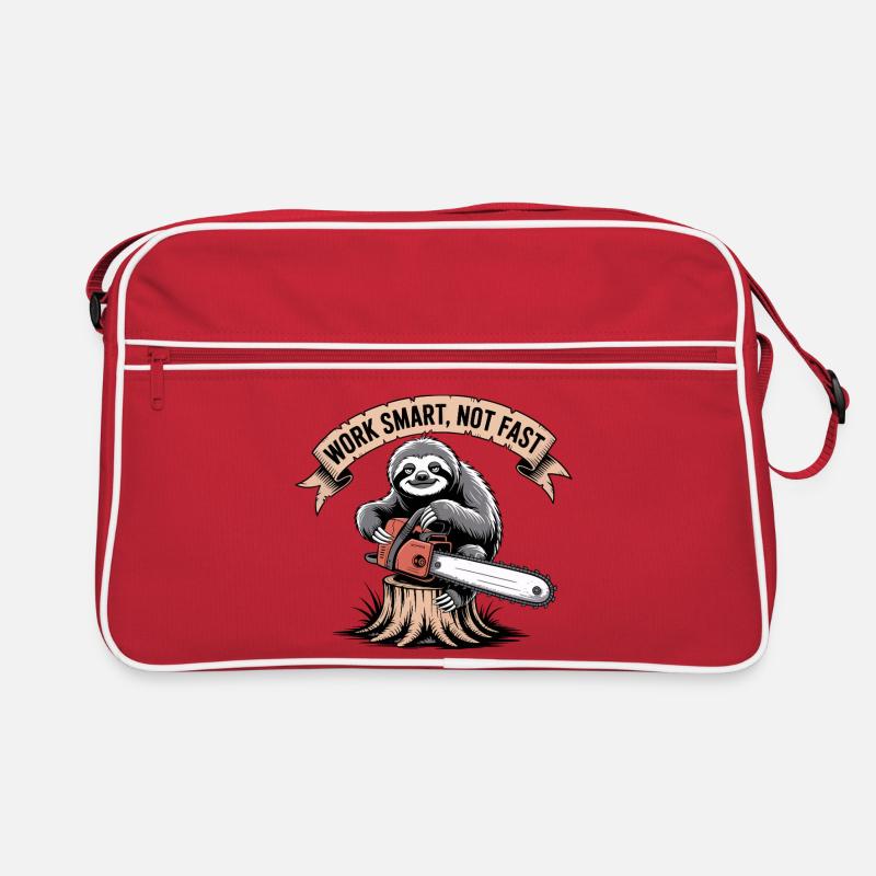 Work Smart Not Fast Sloth Chainsaw Retro Bag