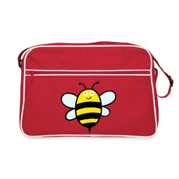 Happy Bee Stripe Art - Retro Bag - red/white - Front