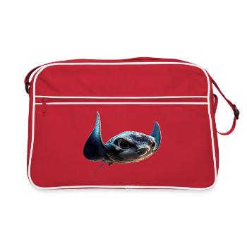 Manta Rochen Teufelsrochen Stachelrochen Taucher - Retro Tasche - Rot/Weiß - Vorne