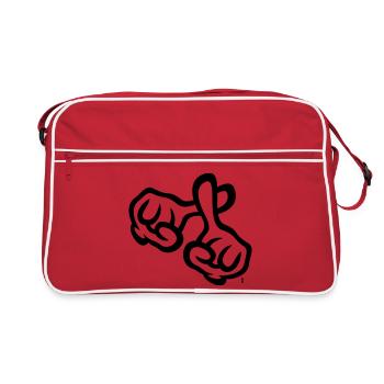 Croisement des doigts (mains / croix / Bible / religion, 1C) - Sac Retro - rouge/blanc - Devant