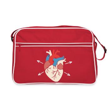Farbblock Herz Illustration - Retro Tasche - Rot/Weiß - Vorne