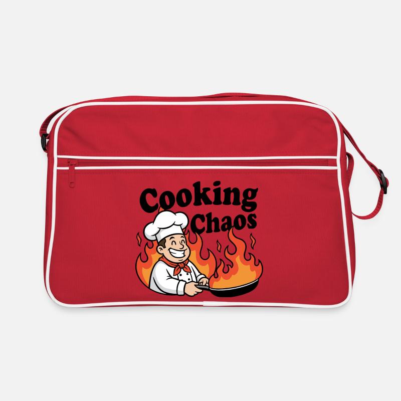 Flammender Küchenchef Cartoon Retro Tasche