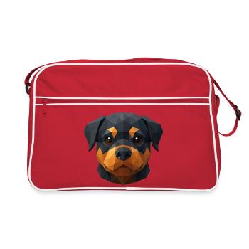 Chiot Rottweiler mignon – Polygon Dog Design - Sac Retro - rouge/blanc - Devant