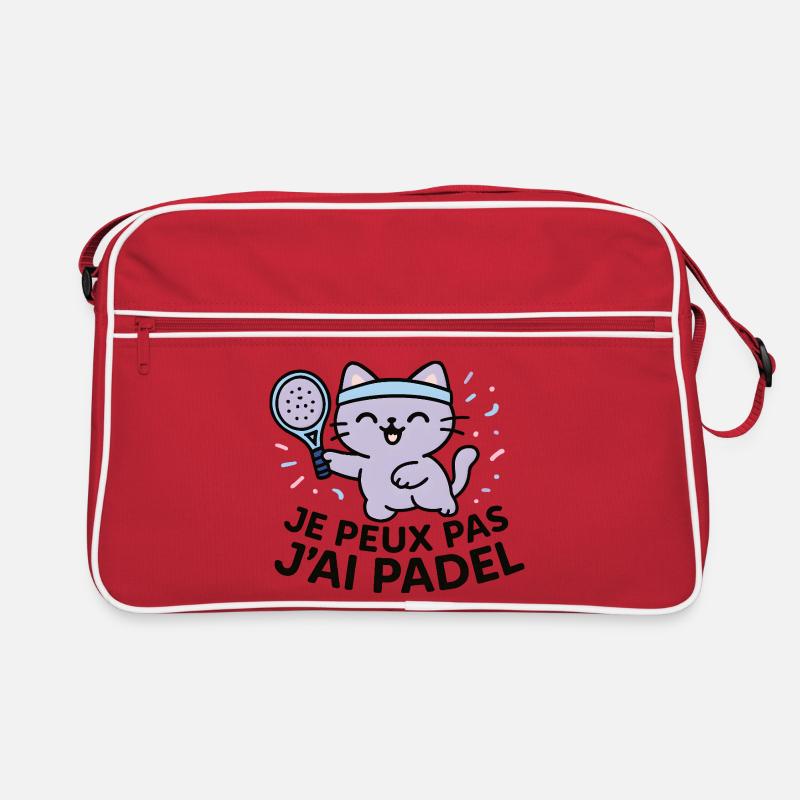 Chat Padel Rieur à Bandeau Bleu Sac Retro