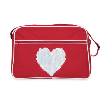 Cœur de nuages – Cœur blanc à la texture douce - Sac Retro - rouge/blanc - Devant