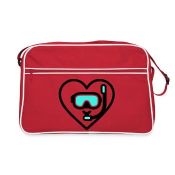 Herztauchen – Leidenschaft für das Meer - Retro Tasche - Rot/Weiß - Vorne