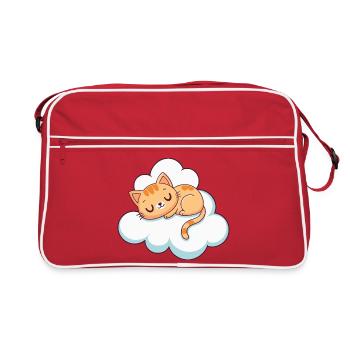 Sleeping kitten on cloud - Retro Bag - red/white - Front