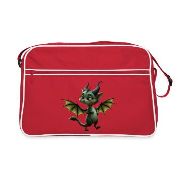 Winged Green Dragon - Retro Bag - red/white - Front