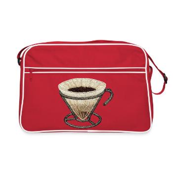 Filtre à café brodé – coffee nerd (imprimé) - Sac Retro - rouge/blanc - Devant