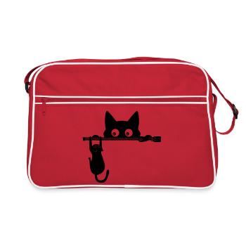 Kitty die Katze – Katzenliebhaber-Geschenk - Retro Tasche - Rot/Weiß - Vorne