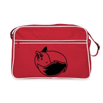 Renard blotti contre lui – Kawaii Fox Cartoon Design - Sac Retro - rouge/blanc - Devant