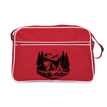 Camping Zelt Wald Outdoor - Retro Tasche - Rot/Weiß - Vorne