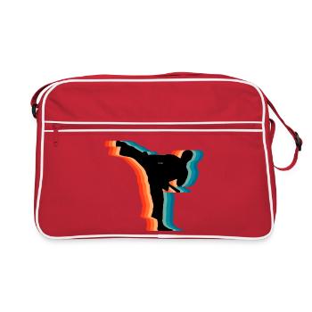 Retro Judo Karate Martial Arts Silhouette Gift - Retro Bag - red/white - Front