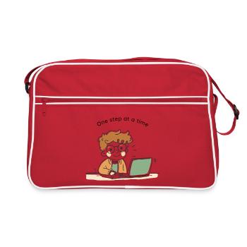 Une étape à la fois – Personnage mignon dessiné à la main - Sac Retro - rouge/blanc - Devant