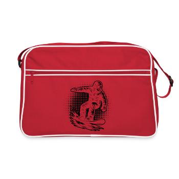 Puristisches Snowboard Thema - Retro Tasche - Rot/Weiß - Vorne