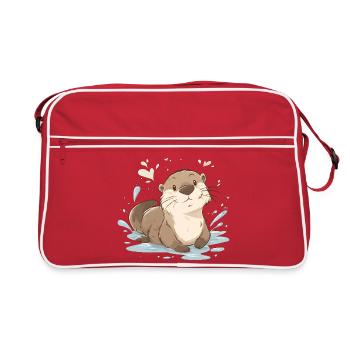 Cute kawaii otter – soothing nature animal - Retro Bag - red/white - Front