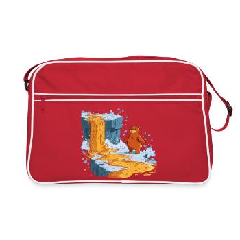 Bär am Lavastrom auf Eis - Retro Bag - red/white - Front