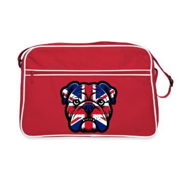 Portrait du bouledogue Union Jack - Sac Retro - rouge/blanc - Devant