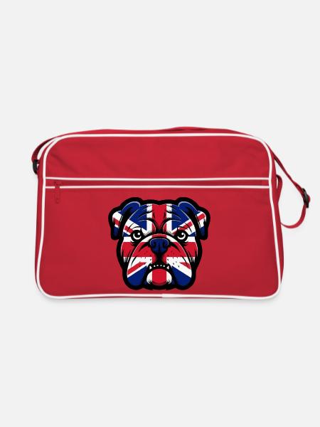 Portrait du bouledogue Union Jack - Sac Retro - rouge/blanc - Devant