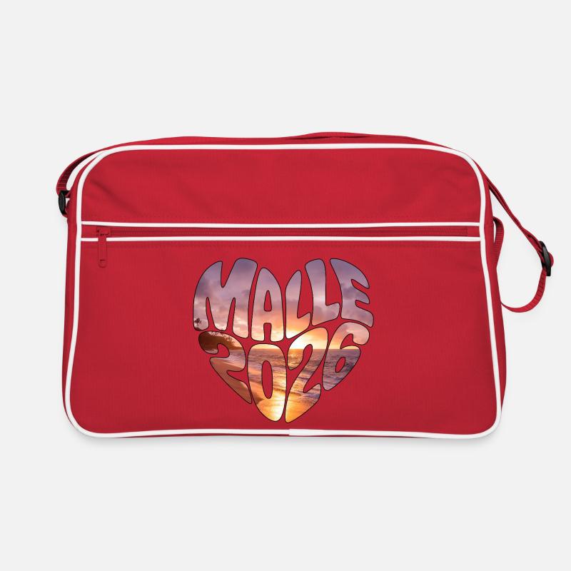Mallorca Malle 2026 Herz (Version Sonnenuntergang) Retro Tasche