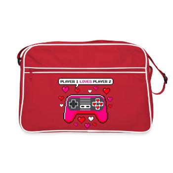 Le joueur 1 adore le jeu rétro de la Saint-Valentine du jeu vidéo rétro du joueur 2 - Sac Retro - rouge/blanc - Devant