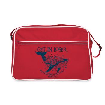 Illustration du verset biblique des baleines fleurs - Sac Retro - rouge/blanc - Devant