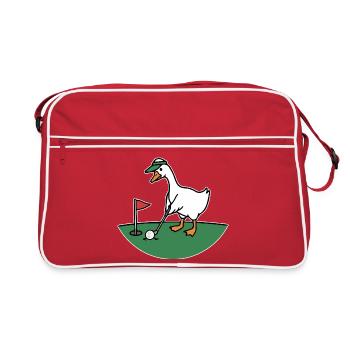Golf duck in cartoon style - Retro Bag - red/white - Front