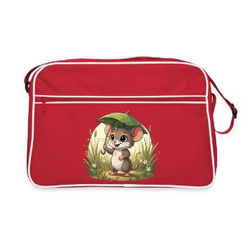 Little mouse with umbrella in the grass - Retro Bag - red/white - Front
