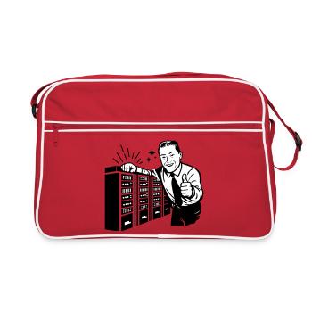 Retro IT Admin Smiling – Vintage Tech Support - Retro Bag - red/white - Front