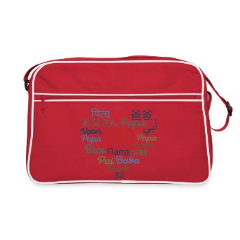 Dad In Many Languages Heart World Father Gift - Retro Bag - red/white - Front