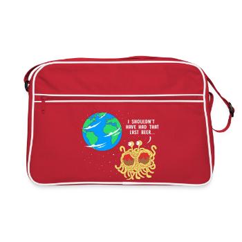 Flying Spaghetti Monster FSM Atheist Pastafari - Retro Tasche - Rot/Weiß - Vorne