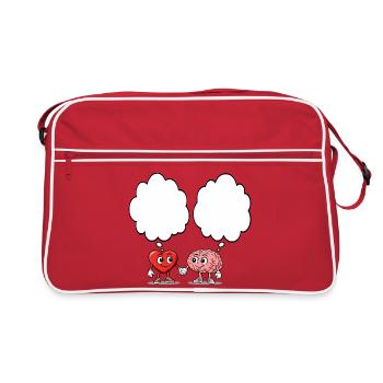 Heart and brain holding hands - Retro Bag - red/white - Front