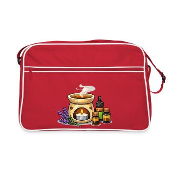 Ensemble de chauffe-bougie parfumé à la lavande - Sac Retro - rouge/blanc - Devant