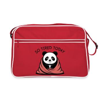 Panda Kuscheltraum unter Decke - Retro Tasche - Rot/Weiß - Vorne