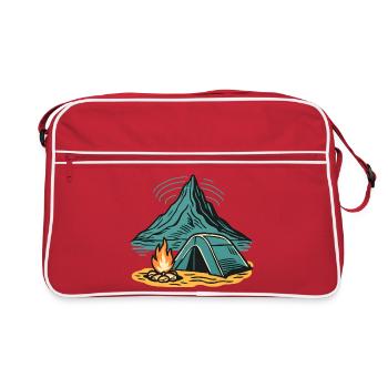 Feu de camping en montagne - Sac Retro - rouge/blanc - Devant