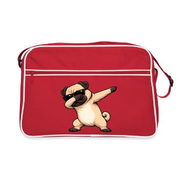 Dabbing Pug - Retro Bag - red/white - Front