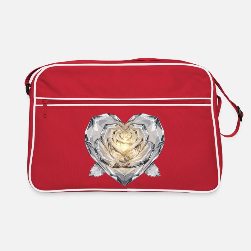 Geometrisch Kristallrose Herz Retro Tasche