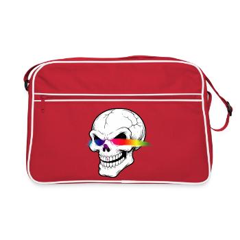 Conception des yeux laser arc-en-ciel néon crâne - Sac Retro - rouge/blanc - Devant