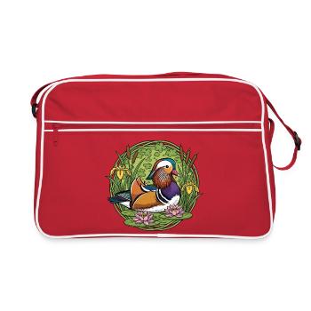 Mandarinente - Retro Tasche - Rot/Weiß - Vorne