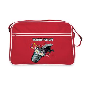 Trashed for Life Waschbär - Retro Tasche - Rot/Weiß - Vorne