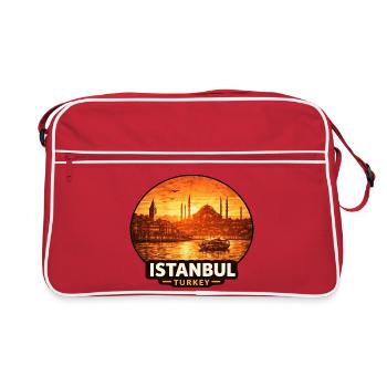 Istanbul Skyline Sunset - Retro Bag - red/white - Front
