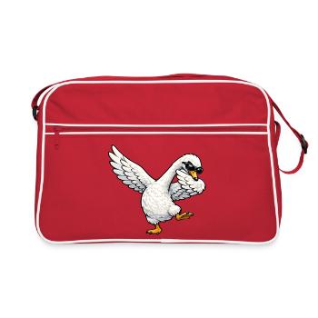 Dabbing Schwan - Retro Tasche - Rot/Weiß - Vorne