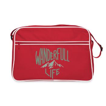 Wanderfull Life, Funny Pun Hiking - Retro Bag - red/white - Front