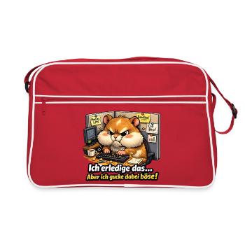 Bürohamster Ich erledige das Meme - Retro Tasche - Rot/Weiß - Vorne
