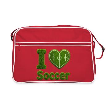 J’adore la conception de terrains de football en gazon et cœur - Sac Retro - rouge/blanc - Devant