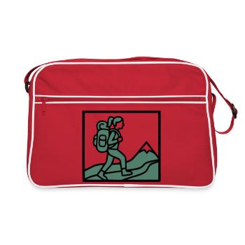 Wanderin Rucksack Berge Wandern Frauen Wanderlust - Retro Tasche - Rot/Weiß - Vorne