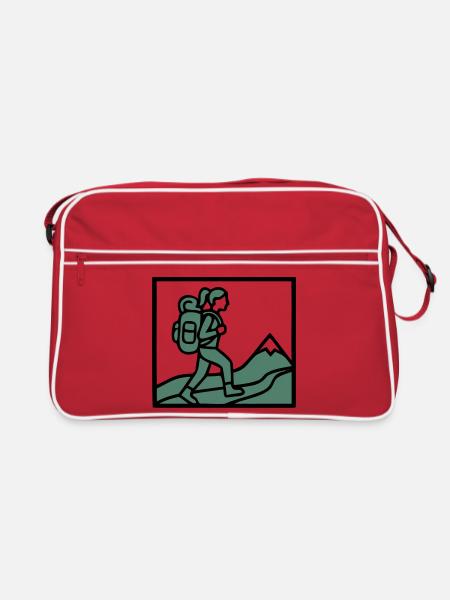 Hiker Backpack Mountains Hiking Women Wanderlust - Retro Bag - red/white - Front