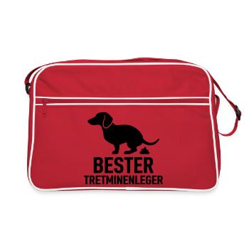 Bester Tretminenleger Dackel - Retro Tasche - Rot/Weiß - Vorne